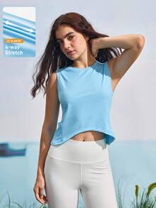 In My Nature 女士不对称下摆户外上衣，带口袋 - 藍色 - 查看 1