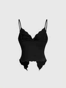 SHEIN MOD Women's Twist Front Crisscross Sleeveless Top,Cute Tops,Black Cami