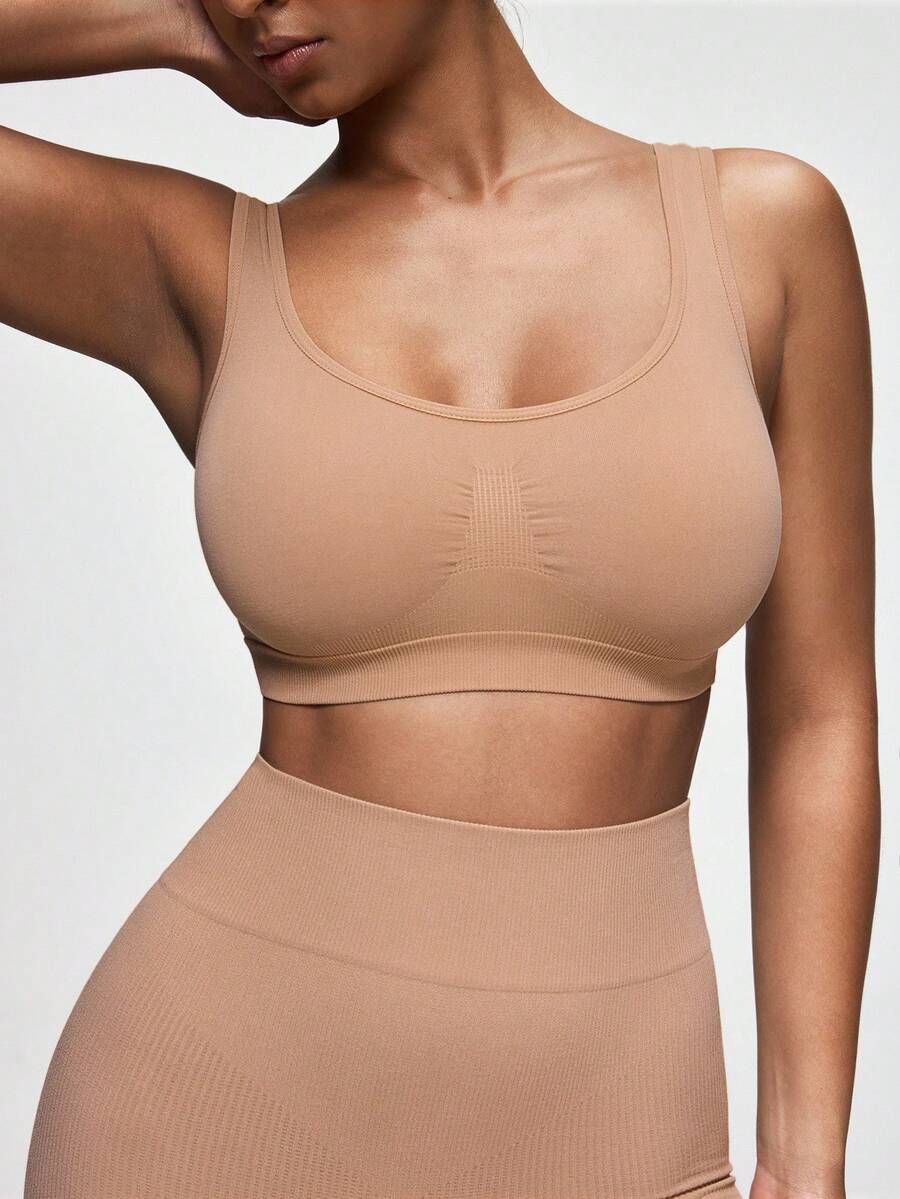 SHAPORA 女士无缝U型简约舒适文胸 - 杏色 - 查看 1