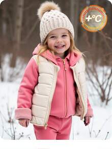 SHEIN 女婴可爱粉色长袖卫衣和抓绒外套套装，秋冬款 - 彩色 - 查看 2