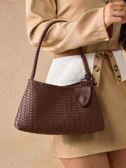 SHEIN SXY 时尚休闲百搭简约女士编织单肩包