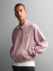 Crop Fit Long Sleeve Checked Shirt Jacket Casual Zipper Front Collared Overshirt Lightweight Spring Autumn Classic Regular Fit Casual Everyday Wear - Multicolor - View 6
