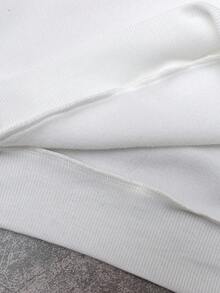 Manfinity Joysei Men Fashionable Casual Young Casual Funny Cartoon Embroidered Oversized Loose Drop Shoulder Crew Neck Pullover Fleece Sweatshirt, Suitable For Autumn/Winter, Dating, Gathering, Suitable For Couples, Family Matching, Great Gift For Boyfriend