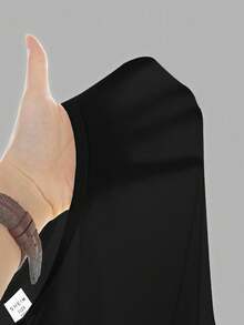 Coolane 青春期女孩四季纯色褶皱侧短款 T 恤 - 黑色 - 查看 5