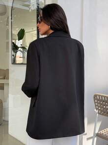 EURMUSE Blazer oversize elegante da donna con bottoni davanti, maniche lunghe, allentato, adatto per pendolarismo, inverno, casual aziendale, elegante, nero, ampio