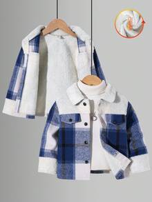 SHEIN 男童加厚连帽拉链外套，卡其色，休闲卫衣，基础款冬季上衣，适合春、夏、秋、冬，返校、花园、海滩、生日等场合