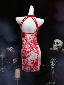 Fantasy Costume Fantasy Costume Women's Fashionable Sexy Splatter Print Nurse Lingerie Costume - Red and White - View 8