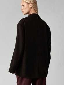 MISSGUIDED Áo khoác Blazer dáng rộng tay dài dành cho nữ dáng hộp, dáng rộng, mặc công sở chuyên nghiệp, mặc thu đông, dáng rộng, cài nút phía trước, cổ ve áo - màu nâu - Xem 2