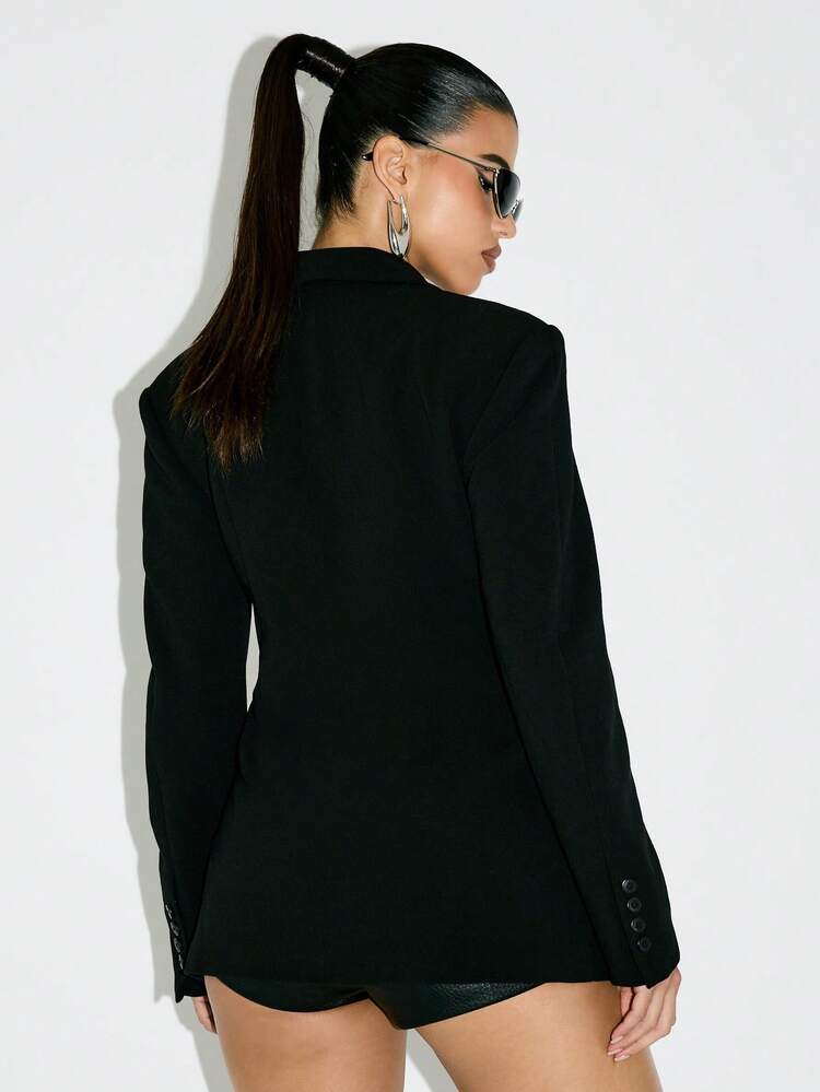 KIZN Fitted Blazer With Pin Closure And Lapel