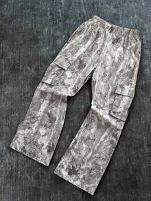 SHEIN 青少年男孩迷彩树枝印花工装裤