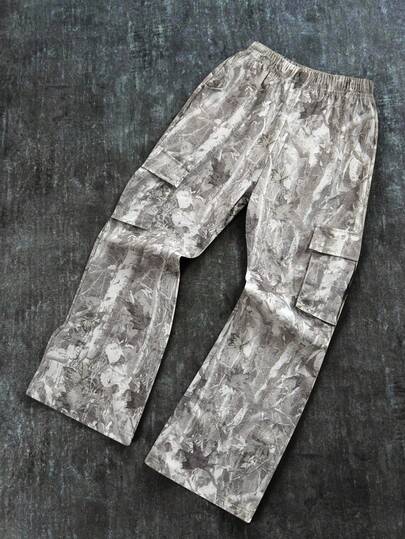 SHEIN 青少年男孩迷彩树枝印花工装裤