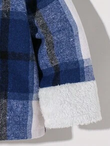 SHEIN 男童加厚连帽拉链外套，卡其色，休闲卫衣，基础款冬季上衣，适合春、夏、秋、冬，返校、花园、海滩、生日等场合