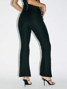 KIZN High Waisted Wide Leg Pants With Pin Side Detail And Zip Back Closure