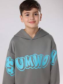 SUMWON Conjunto de chándal de estilo urbano de dos piezas con sudadera con capucha y pantalones anchos a juego para usar en invierno y otoño de manera casual - Gris - Ver 5