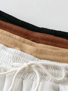 GlowEve Bộ 4 áo hoodie lông cừu thường ngày có dây rút cho nữ, quần ống rộng - Nhiều màu - Xem 3