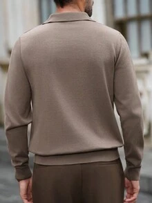 Manfinity Bizformal Men's Casual Solid Color Knit Sweater, Autumn, Old Money - Multicolor - View 2