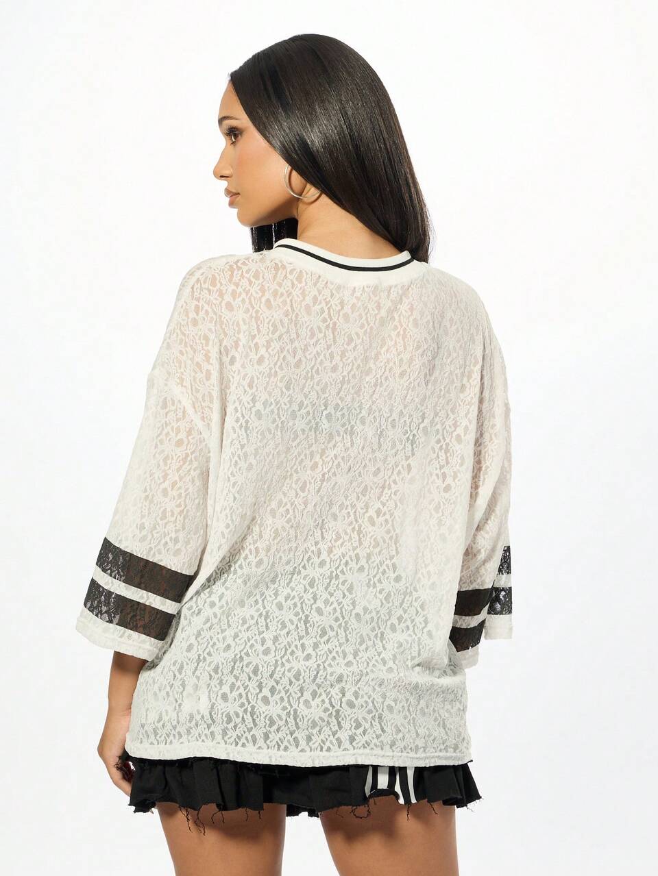 SUMWON WOMEN Oversized Lace Varsity Jersey With Number