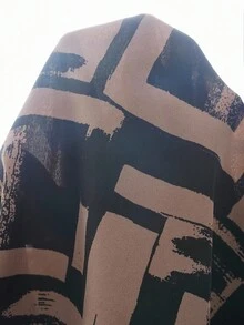 Rusticease 大码女式秋季几何印花圆领短袖休闲连衣裙，夏季、度假、节日服装，波西米亚风 - 黑色 - 查看 9