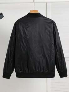 SHEIN Chaqueta casual con cremallera y cuello de béisbol de unicolor para chicos adolescentes, versátil y adecuada para ir al trabajo, la escuela, actividades casuales, viajes, fiestas al aire libre, deportes, ideal para otoño/invierno - Negro - Ver 6
