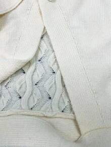 Pariaura 女士优雅法式镂空蝴蝶结系带长袖毛衣，秋季 - 杏色 - 查看 8