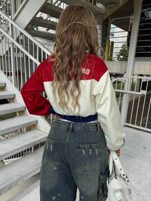 Rovax Women's Loose Drop Shoulder Hooded Long Sleeve Sweatshirt - Multicolor - View 2