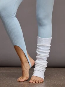 Activina Women's Solid Color High Waist Seamless Elastic Sports Leggings - Baby Blue - View 2
