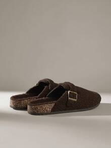 Solecia Women Casual Versatile Round Toe Faux Fur Slippers For Christmas - Coffee Brown - View 5