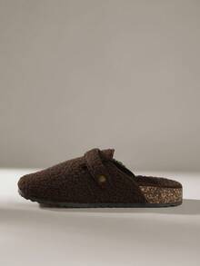 Solecia Women Casual Versatile Round Toe Faux Fur Slippers For Christmas - Coffee Brown - View 4