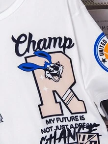 2件青少年男童休闲图案T恤和宽松工装短裤套装 - 彩色 - 查看 3