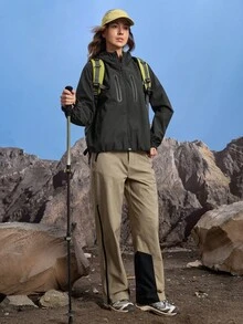 In My Nature 女士纯色简约休闲连帽长袖户外夹克 - 黑色 - 查看 6