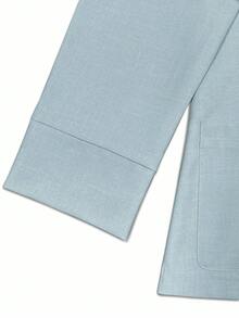Franclia Áo khoác blazer nữ cổ khoét cài đơn màu trơn thường ngày đi làm - Màu xanh nhạt - Xem 5
