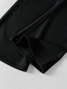 Sparklyn 2pcs/Set Young Girl' Minimalist Fashion Pink Bow Black Top And Pink Pants Sweatsuit Set Fall Winter