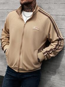 Manfinity CasualCool 男士纹理面料插肩袖拉链夹克，适合秋季