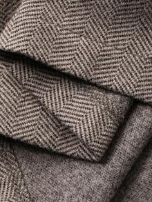 DAZY 2 件套女士人字纹圆领无袖背心夹克和百褶裙休闲优雅秋冬套装 - 灰色 - 查看 7