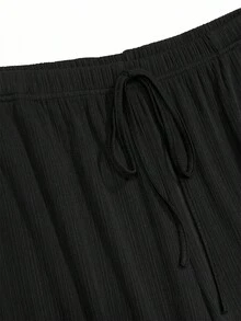 SHEIN Tall CURVE Große Größen Lässig einfarbige Loose Fit Hose - Schwarz - Übersicht 4