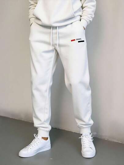 Casual Loose Fit Graphic Print Pocket Design Sweatpants For Teenage Boys, Suitable For Daily Casual, Commuting And Sports Wear