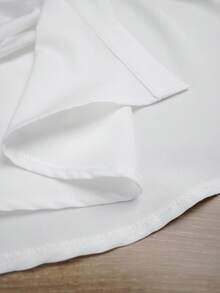 SHEIN Elenzya Áo cánh dài tay xếp ly đính nút ngọc trai trơn màu cho nữ - trắng - Xem 5