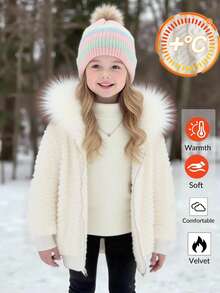 Emery Rose Kids Emery Rose Kids 女童纯色毛绒仿皮草休闲外套 女童毛绒外套 女童冬季外套 抓绒外套 女童仿皮草外套 女童秋季冬季外套 - 白色 - 查看 1