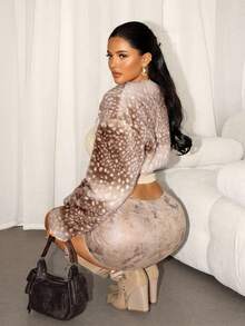 Sirith Women's Leopard Print Sleeveless Faux Fur Fashion Jacket, Autumn/Winter