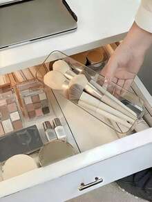 Conjunto de bandejas organizadoras de gavetas, plástico transparente, armazenamento para maquiagem, cuidados com a pele, cosméticos, material de escritório, acessórios de mesa, banheiro, utensílios de cozinha, 6 peças, 7 peças, 8 peças, caixa divisória empilhável de vários tamanhos para organização de gavetas, solução de armazenamento doméstico - Claro - Ver 5