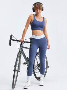 Áo ba lỗ tập yoga LOUNGEISTA Áo ngực thể thao thoáng khí có chức năng chống sốc và ôm sát, mang lại cho bạn vóc dáng đẹp khi tập luyện - Hải quân - Xem 9