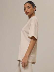 Musera Sport Oversized Graphic Print Short Sleeve T-Shirt Active Sports Workout Cute Cinnamon Swirl Graphic Tee - Cream - View 3