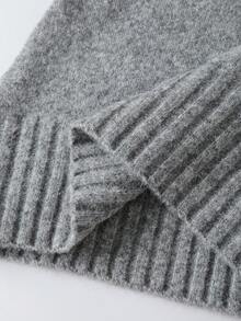 Attitoon 女士休闲复古V领修身灰色毛衣，适合秋冬季 - 灰色 - 查看 7