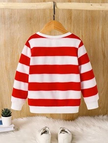 SHEIN Young Boy Fitted Crew Neck Raglan Sleeve Striped Sweatshirt - Multicolor - View 2