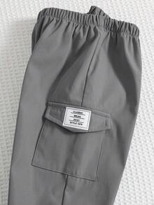 SHEIN 2pcs Baby Boy Autumn/Winter Cute Versatile Blue Jacket With Hood And Elastic Waist Pants Set, Baby Boy Winter Clothes Baby Set Autumn Winter Season Baby Unisex Clothes Sets Baby Boys Outfit Late Fall Baby Boy Casual Set - Grey - View 6