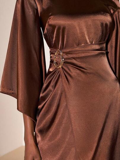 Zivah Nuevas llegadas de invierno 2025 - Temporada de carnaval global: Navidad, Año Nuevo, San Valentín, fiestas, noches, citas, reuniones, fiestas de cumpleaños, estilo preppy, ropa de estudiante, atuendos casuales, básicos y versátiles, casual, viajes en crucero, artículos populares de influencers, elegante, de oficina, vestido largo de fiesta, vestido de cóctel, vestido marrón oscuro, vestido elegante, vestido de boda para invitada