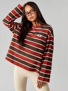 MISSGUIDED Camiseta de manga larga de algodón a rayas con parche con logo para otoño e invierno - Multicolor - Ver 3