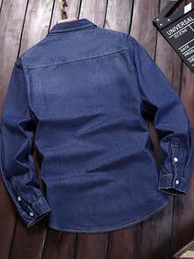 Manfinity Homme 男士休闲水洗长袖牛仔衬衫，秋季