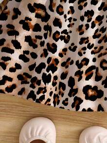 Infant/Baby Girl Playful Leopard Print Brown Bow Long Sleeve Dress, Baby Girl Clothing, Infant & Toddler Clothing, Girls' Infant & Toddler Clothing, Girls' Infant & Toddler Tops, Girls' Infant & Toddler Dresses, Vacation, Party, Leopard Print, Suitable For Spring, Autumn, Winter, 6M-3T Baby Girl Leopard Dress Infant Girl Leopard Print Dress Baby Leopard Outfit Baby Girl Long Sleeve Leopard Dress Leopard Print Baby Clothes Fall - Multicolor - View 4