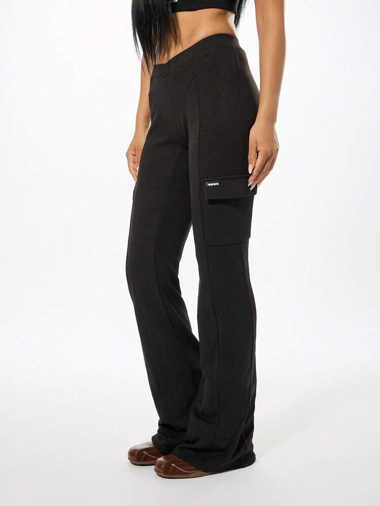 SUMWON WOMEN Ribbed Cargo Flare Pants With Side Pockets